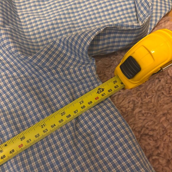 LL BEAN Men's Blue Check Grid Wrinkle Resistant Casual Button Shirt L-Tall VTG - Picture 5 of 6